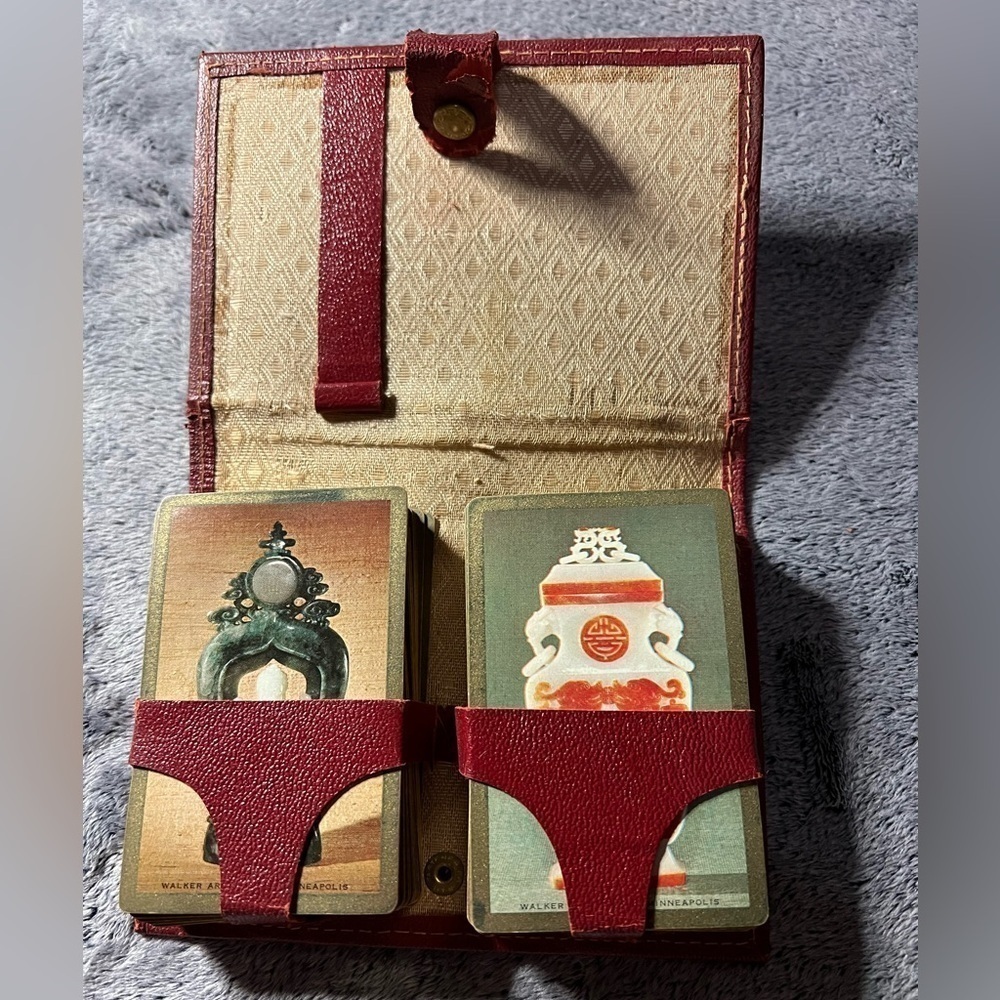 Vintage STANCRAFT Bridge Cards Travel Set Leather Case